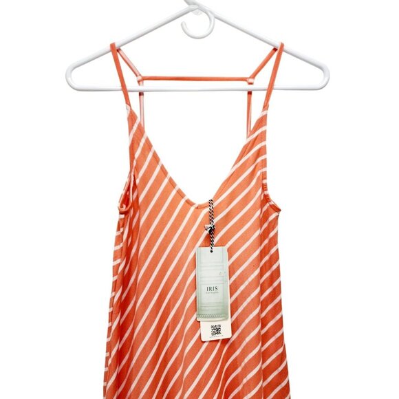 Orange & White Striped Sleeveless A-Line Dress Medium Lightweight Casual Size M - Picture 5 of 16